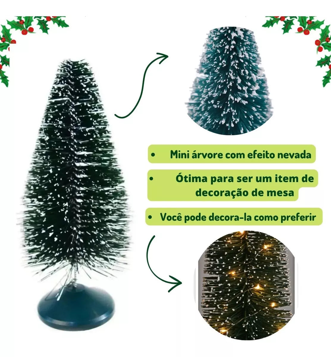 Mini Árvore De Mesa Nevada 27cm Decoração Natal