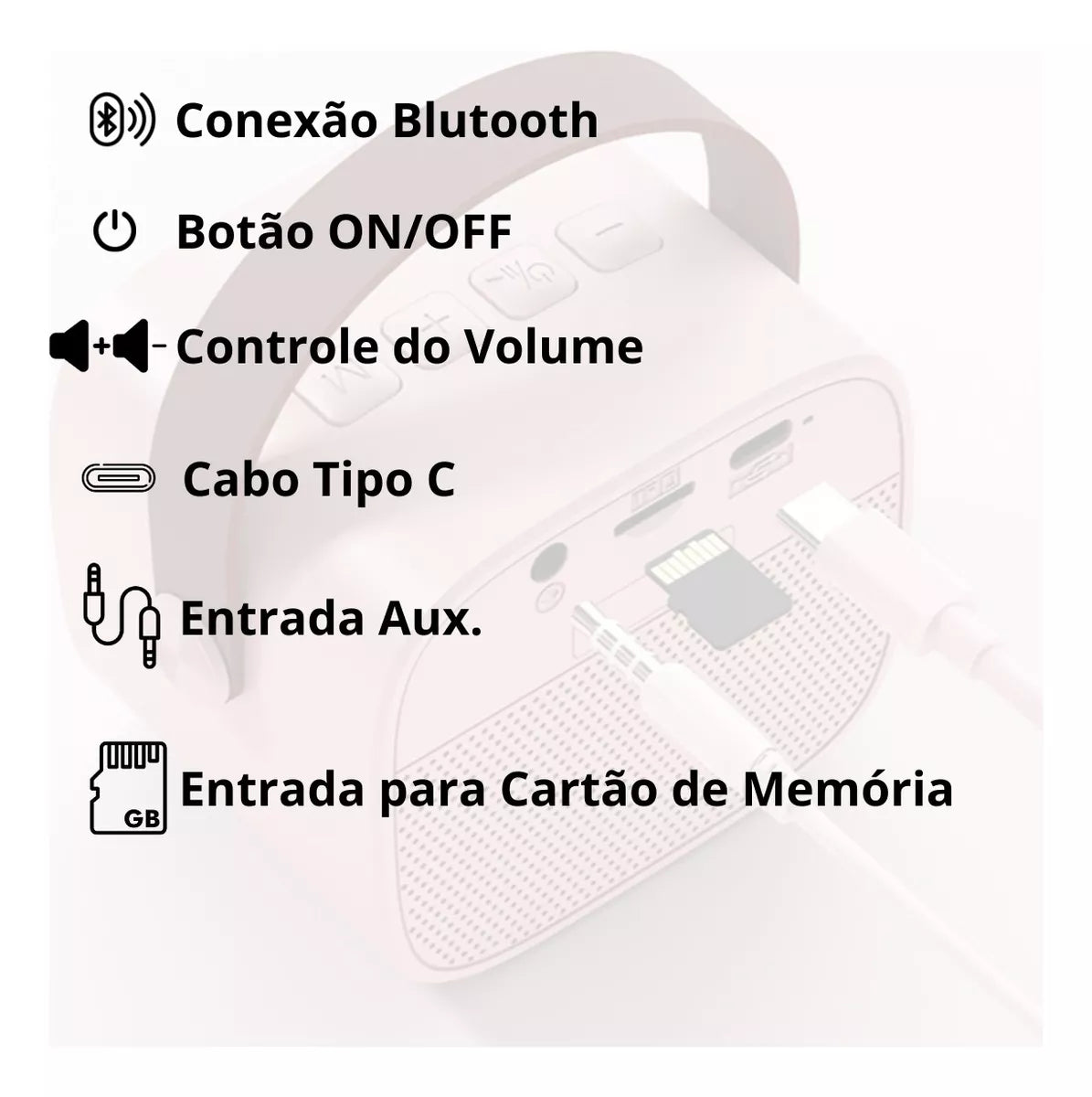 Caixa De Som Bluetooth Com Microfone Karaokê Kapbom Ka 8787 Cor Branco 110v/220v
