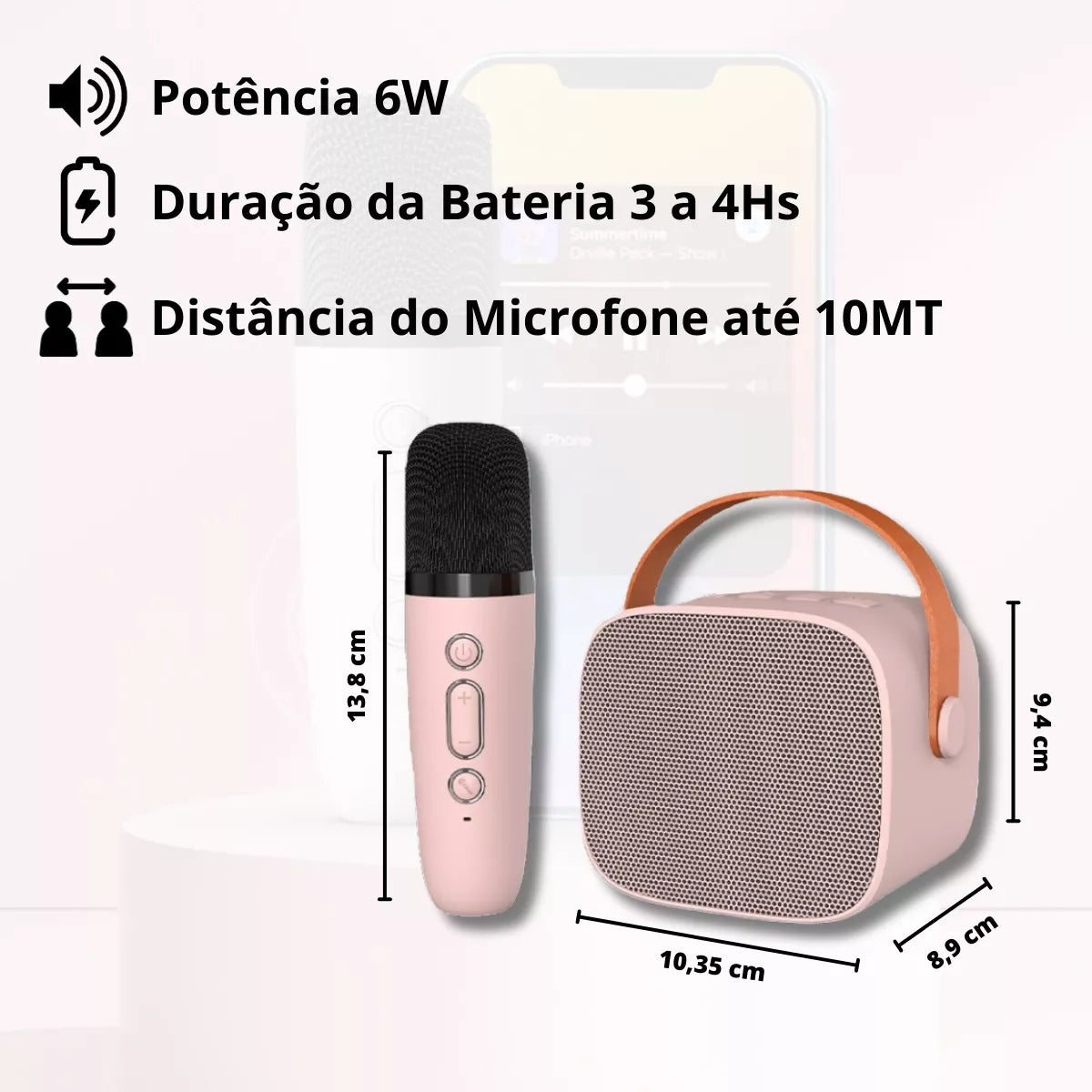 Caixa De Som Bluetooth Com Microfone Karaokê Kapbom Ka 8787 Cor Branco 110v/220v