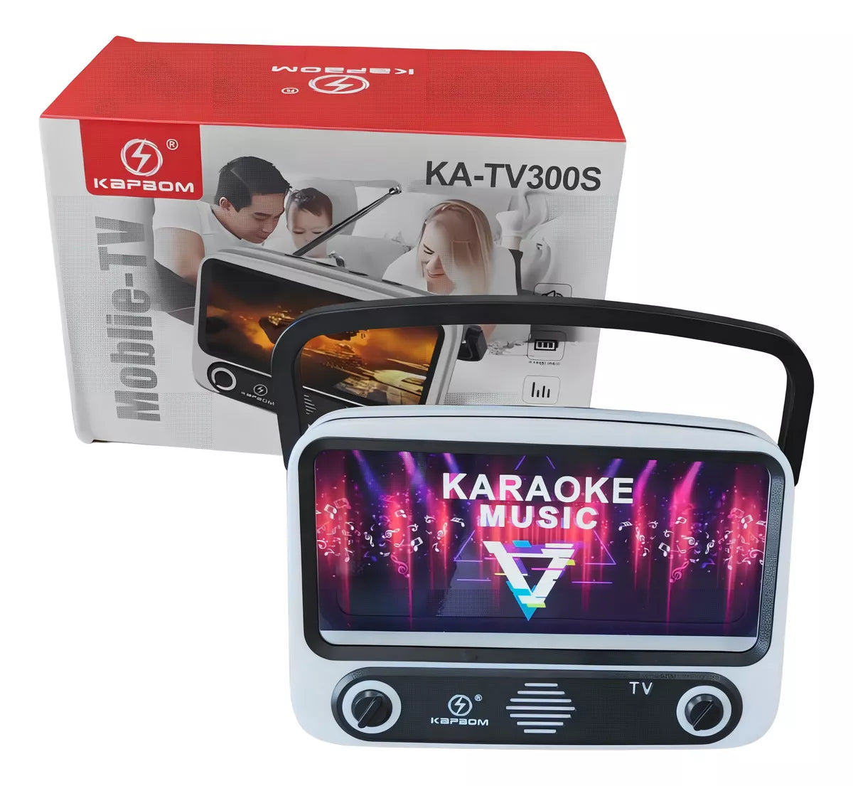 Caixa de Som Bluetooth Karaokê com Microfone Sem Fio e Suporte para Celular - katv 300s