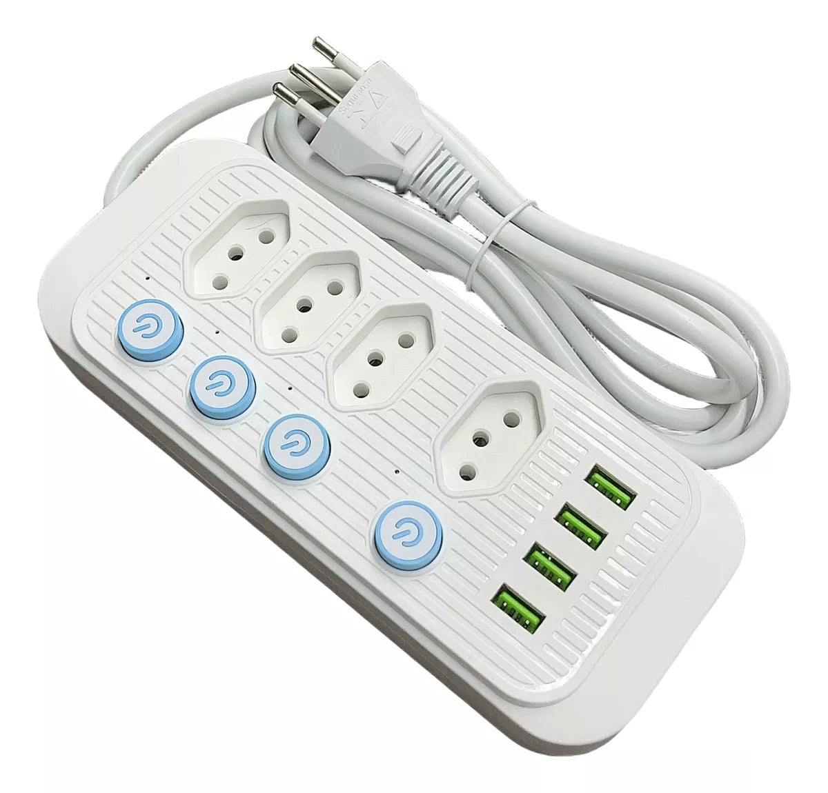 Extensão 4 Tomadas E 4 Usb Led Bivolt Power 110v/220v