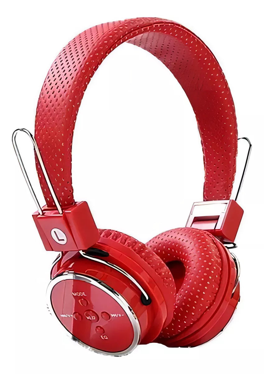 Fone De Ouvido Bluetooth Head Phone Sem Fio Cartão Sd Vermelho b05