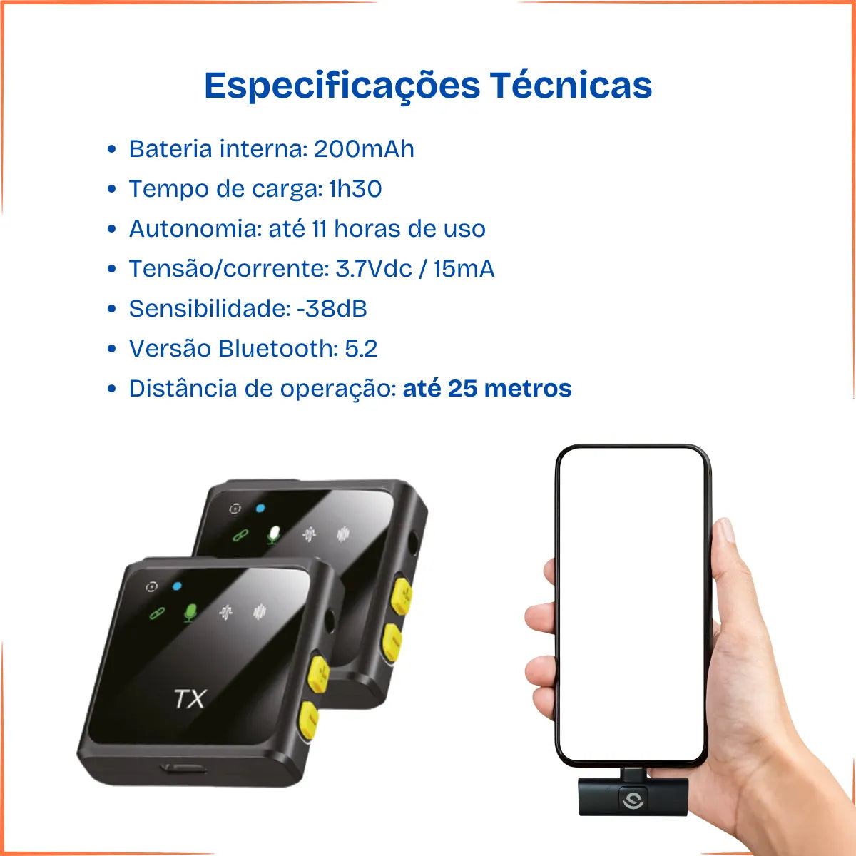 Kit 2 Microfone Lapela Duplo Onistek Mc819 Tipo C 25m