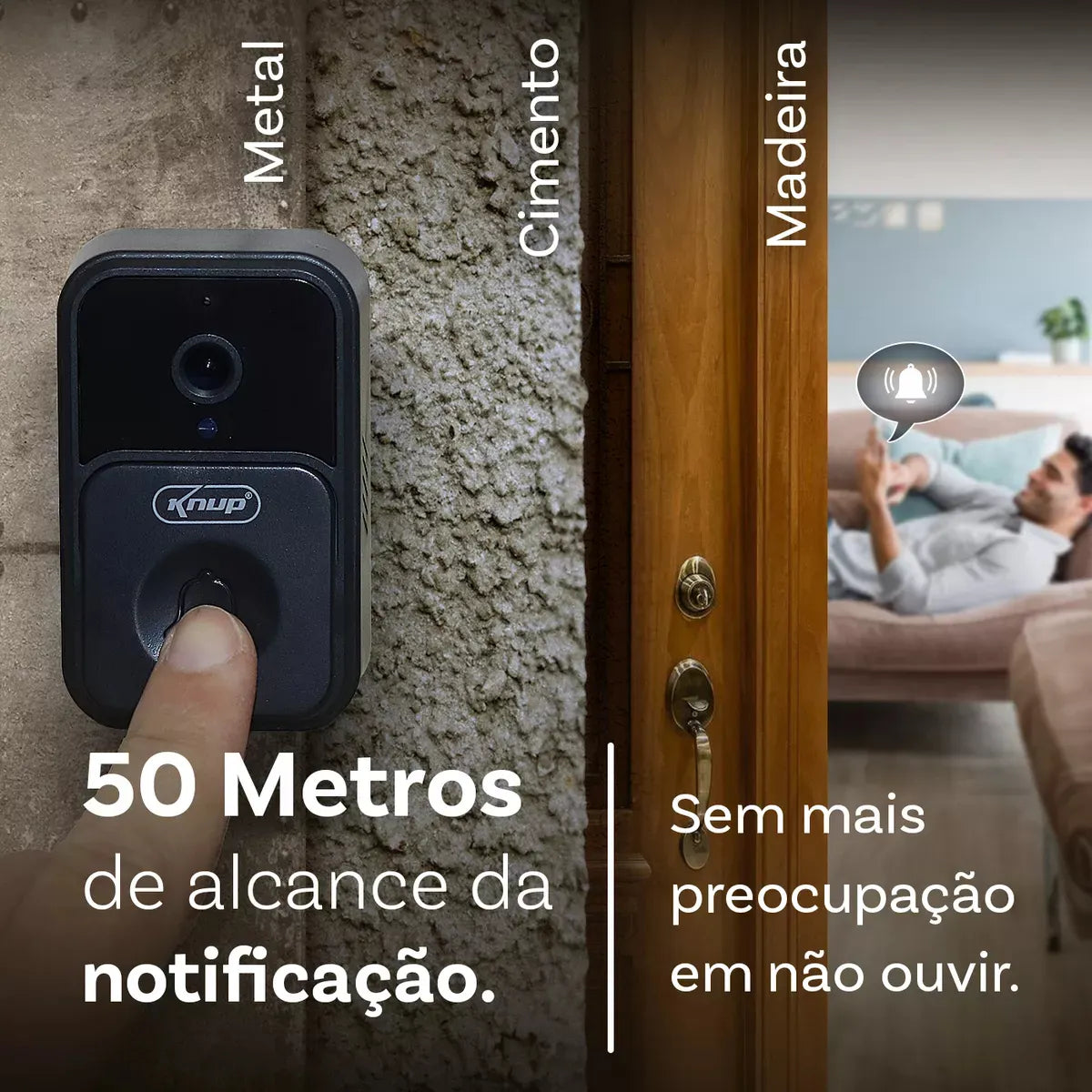Campanhia Residencial Vídeo Camera Sem Fio Inteligente Wifi Preto KPCA203