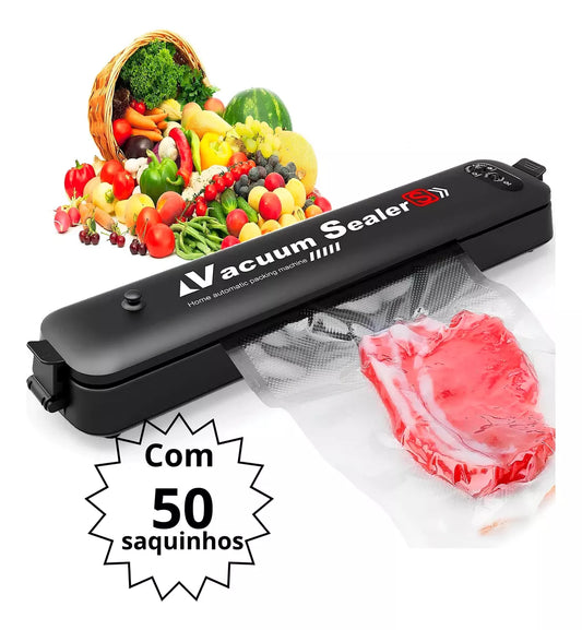 Máquina Seladora Embalagem A Vácuo Doméstica Alimentos Cor Preto 110v/220v