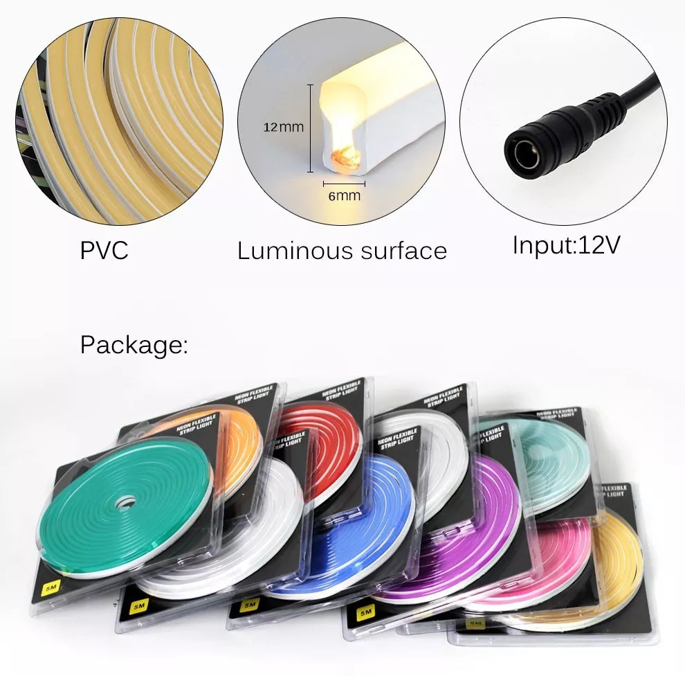 Fita Led Neon 5m Flexivel Siliconada - 12V