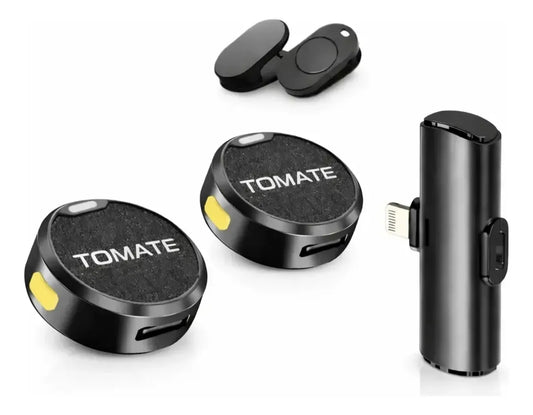 MICROFONE LAPELA WIRELESS DUPLO P/ IPHONE IOS TOMATE Mt2221L