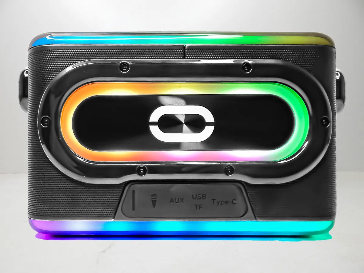 Caixa de Som Bluetooth C/ 2 Microfones Sem Fio RGB 80W Tomate MTS-8001