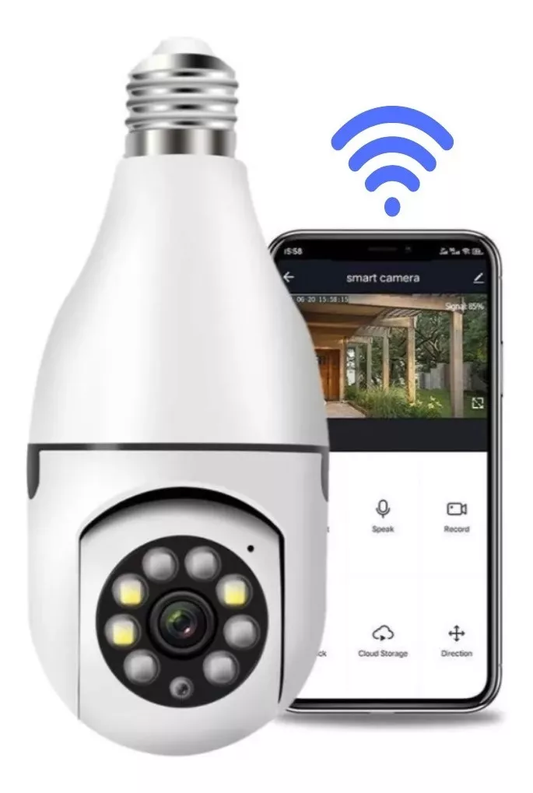 Câmera Lâmpada Wi-fi Smart Y8177 Com Alarme E sensor Presença