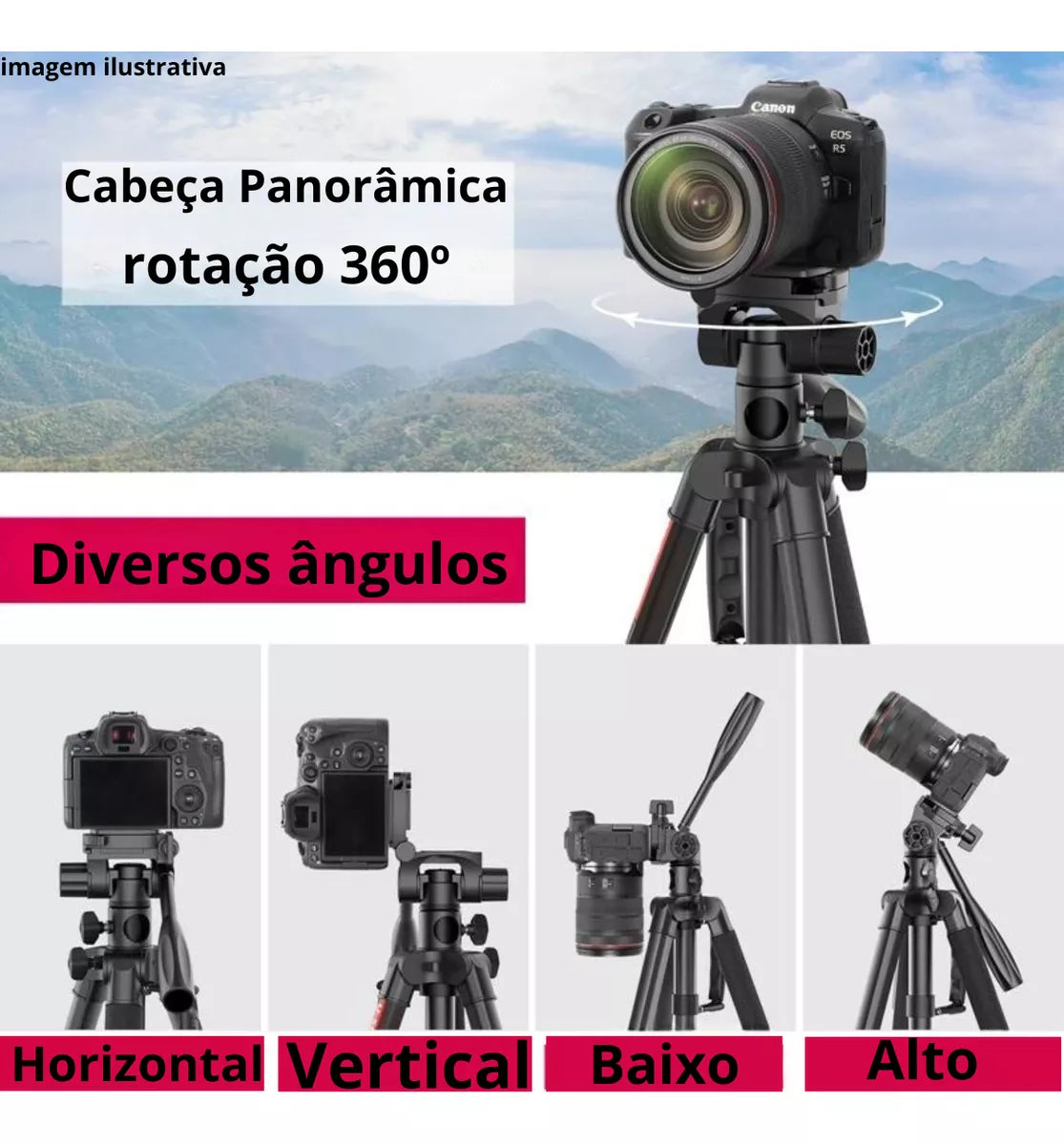Tripe Profissional 206cm Câmera Suporte Celular Bolsa