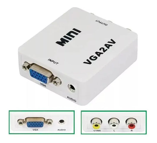 Conversor Adaptador Vga Para AV RCA Áudio E Vídeo Av