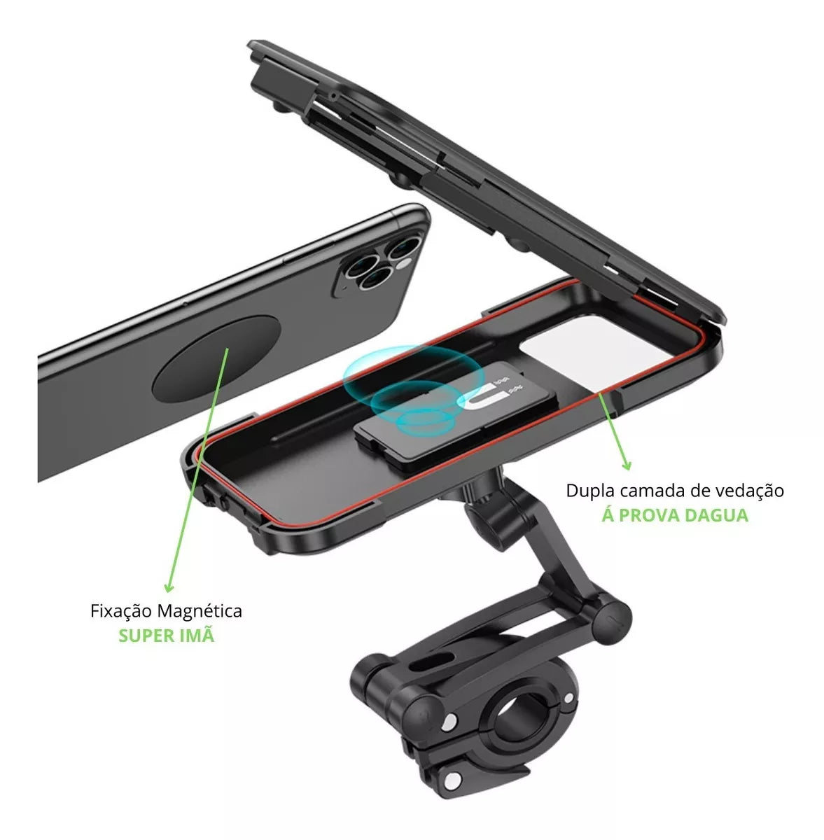 Suporte Moto E Bike Bmax Á Prova Dágua Articulado 360° Com Travas LE078