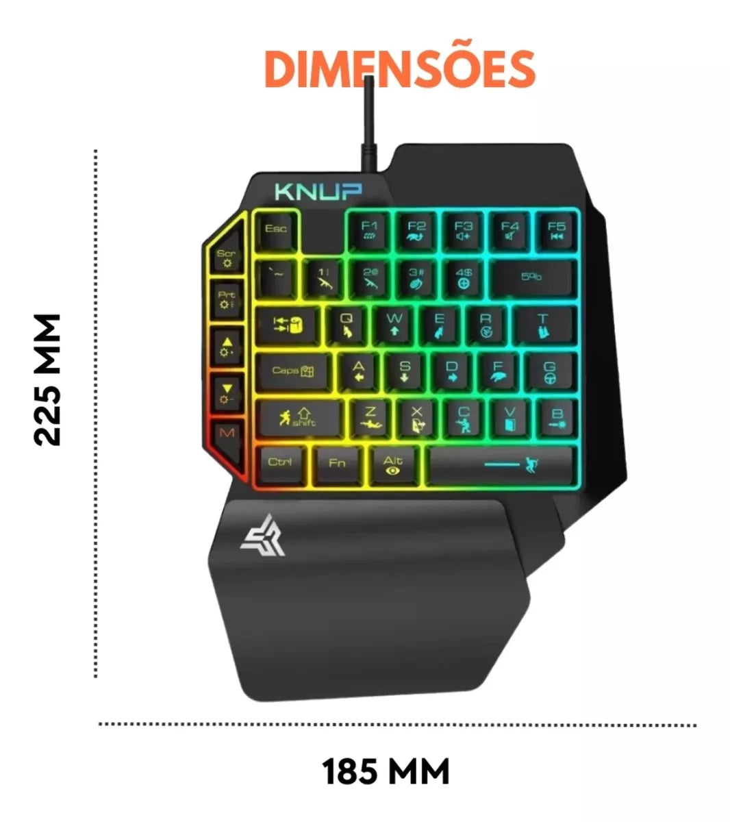 Teclado Gamer Single Hand Rgb Com Fio Compacto Ergonômico TE 133