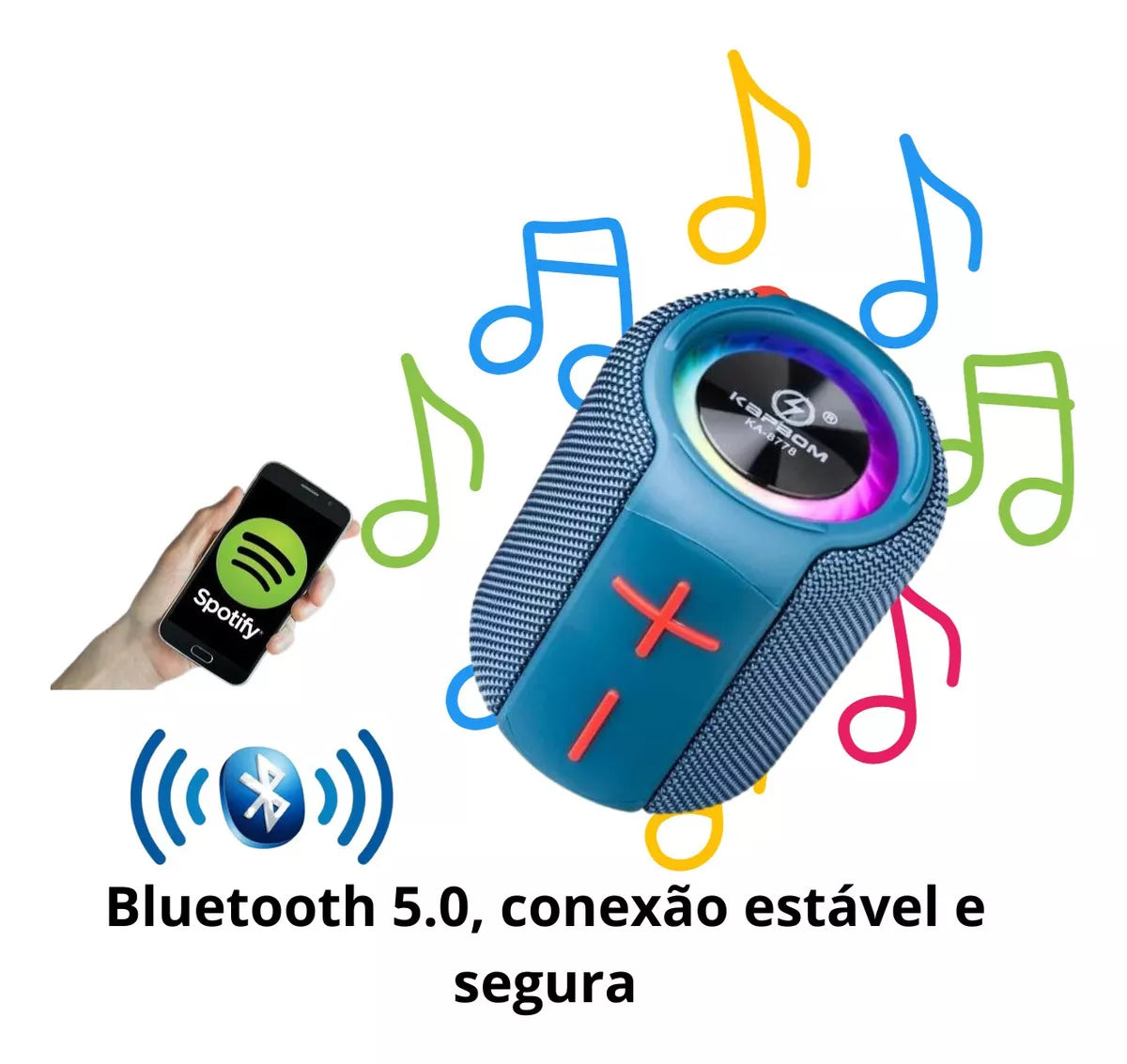 Caixa de Som Portátil Bluetooth RGB 6W RMS ka 8778