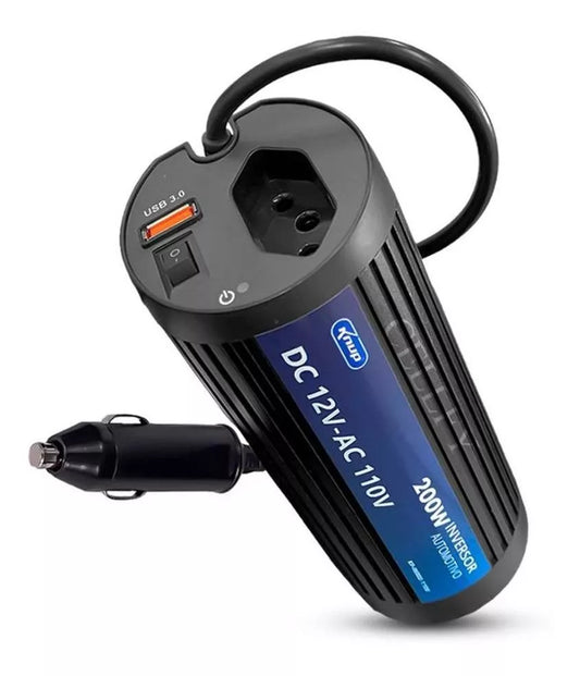 Inversor 12v 110v 200w Usb 60hz Tensão Conversor Veicular