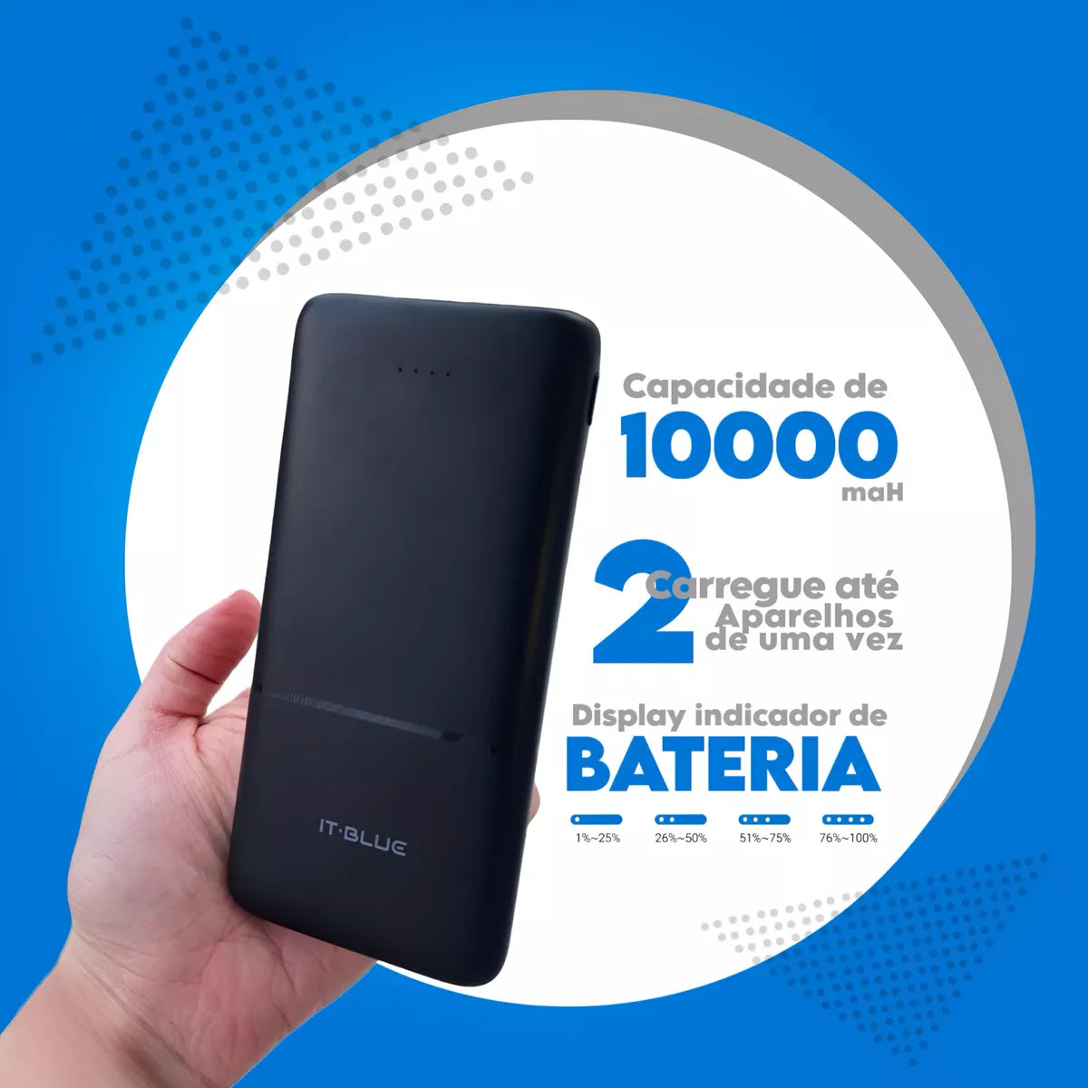 Power Bank Carregador Portátil Turbo Rápido 10000mah 2 Saída max-0531