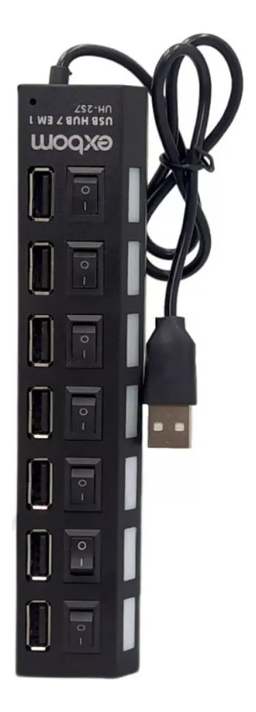 Hub 7 Portas Usb 2.0 Exbom Led Extensor Switch Entrada P/ Fonte