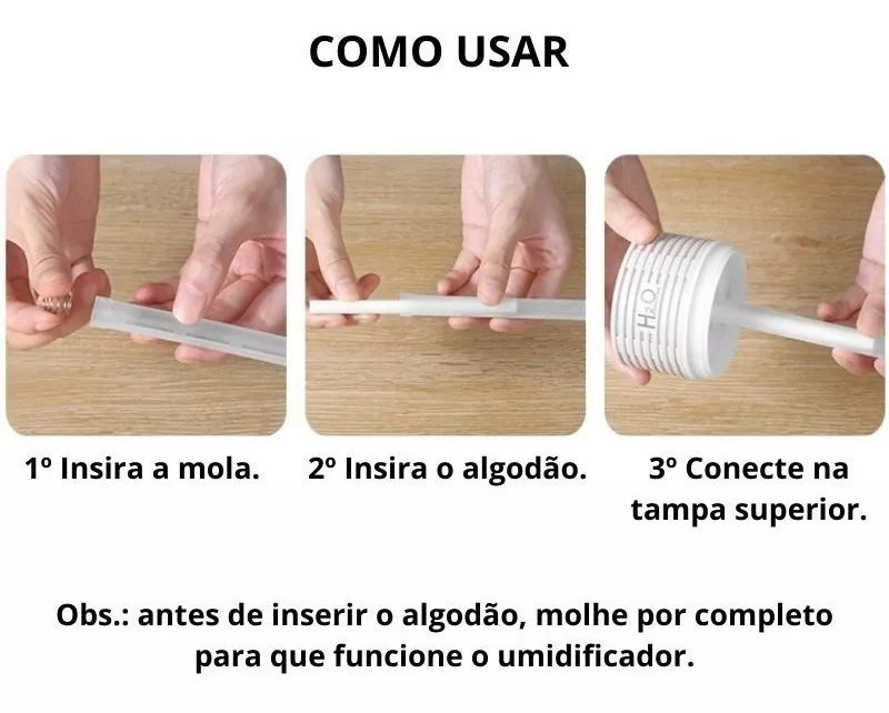 Mini Umidificador de Ar USB 300ml Com 7 Cores de LED BM055 - B-MAX