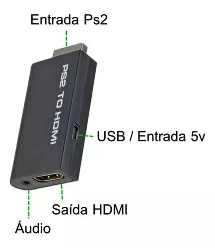 Adaptador Conversor Ps2 Audio Vídeo Av Para Cabo Hdmi Kapbom