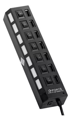 Hub 7 Portas Usb 2.0 Exbom Led Extensor Switch Entrada P/ Fonte