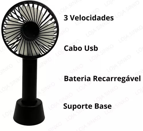 Ventilador portátil Luatek LS-907 Recarregável cor preto
