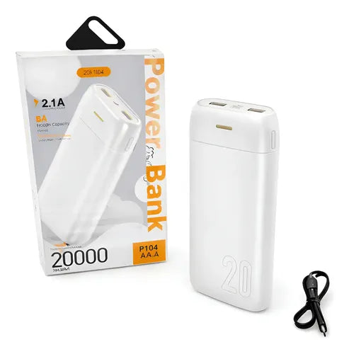 Power Bank 20000mah Portátil Carga Rápida Usb Aa P104