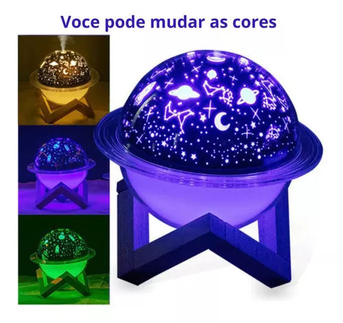 Luminária Umidificador De Ar Lua Estrela Saturno Planeta 3d