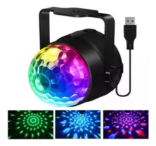 Mini Globo Bola Magica Jogo De Luz LED RGB Iluminação Para Festa Alimentação USB 5v