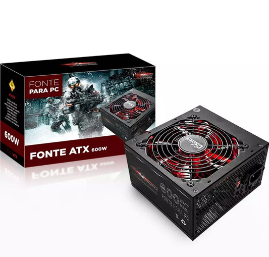 FONTE ATX GAMER 600W REAL COWBOY KNUP KP535