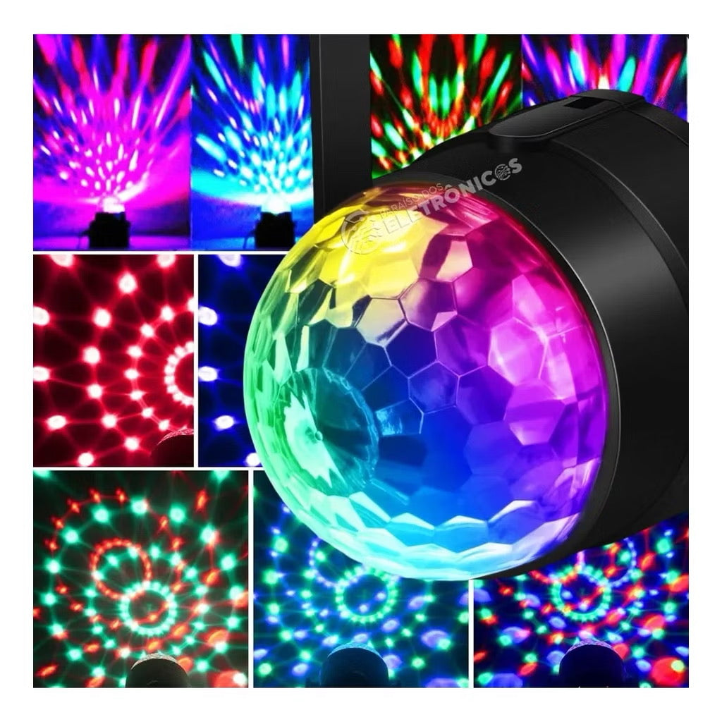 Mini Globo Bola Magica Jogo De Luz LED RGB Iluminação Para Festa Alimentação USB 5v