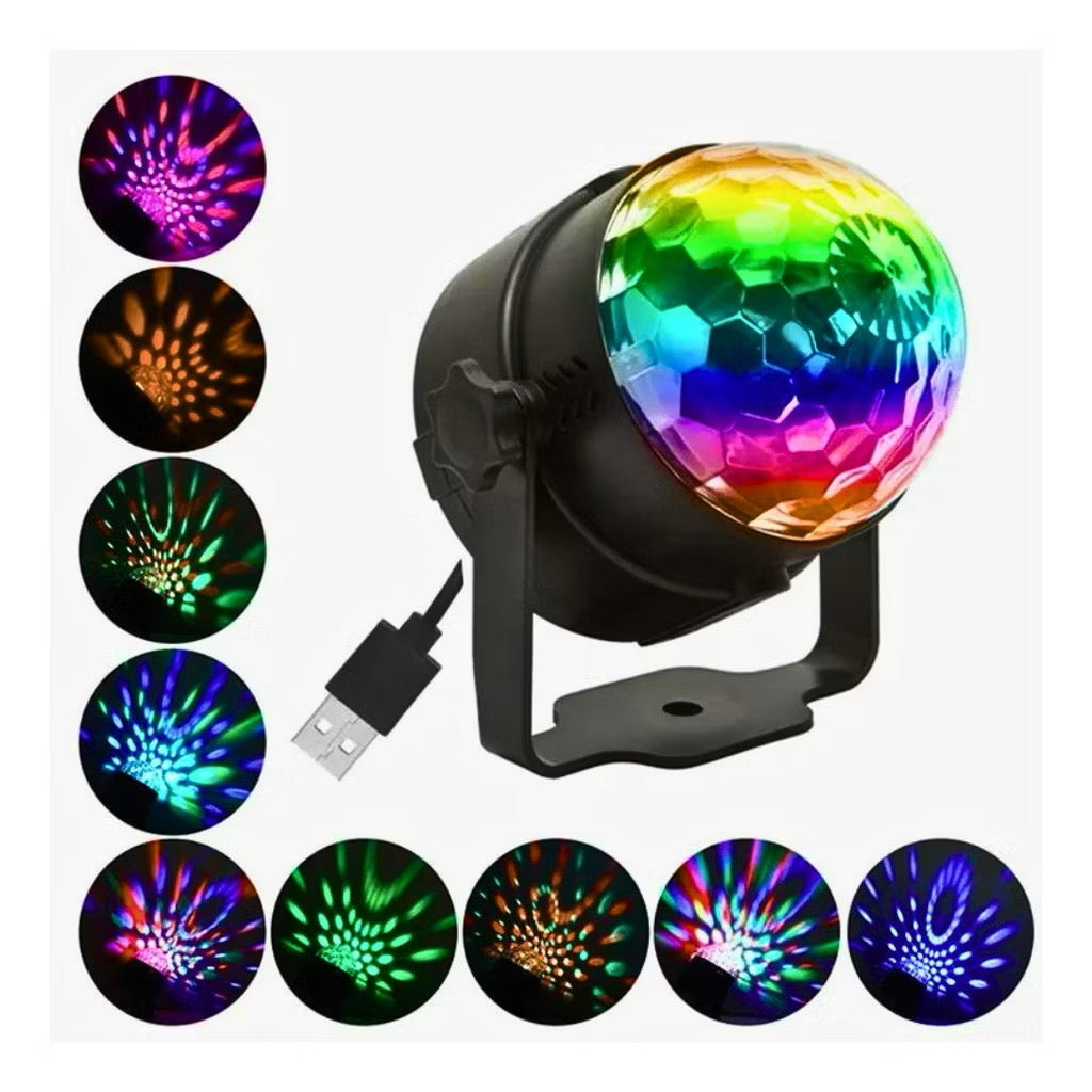 Mini Globo Bola Magica Jogo De Luz LED RGB Iluminação Para Festa Alimentação USB 5v