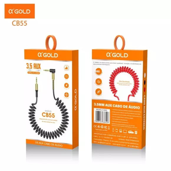 Cabo Auxiliar P2 X P2 Espiral Stereo Mp3 Mp4 Fio de mola