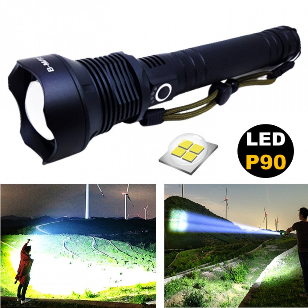 Lanterna Tática Holofote Led 2 baterias recarregável P90