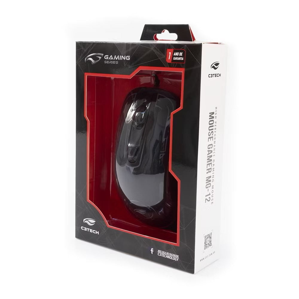 Mouse Gamer Usb C3 Tech MG-12BK Led 2400 Dpi 4 Botões