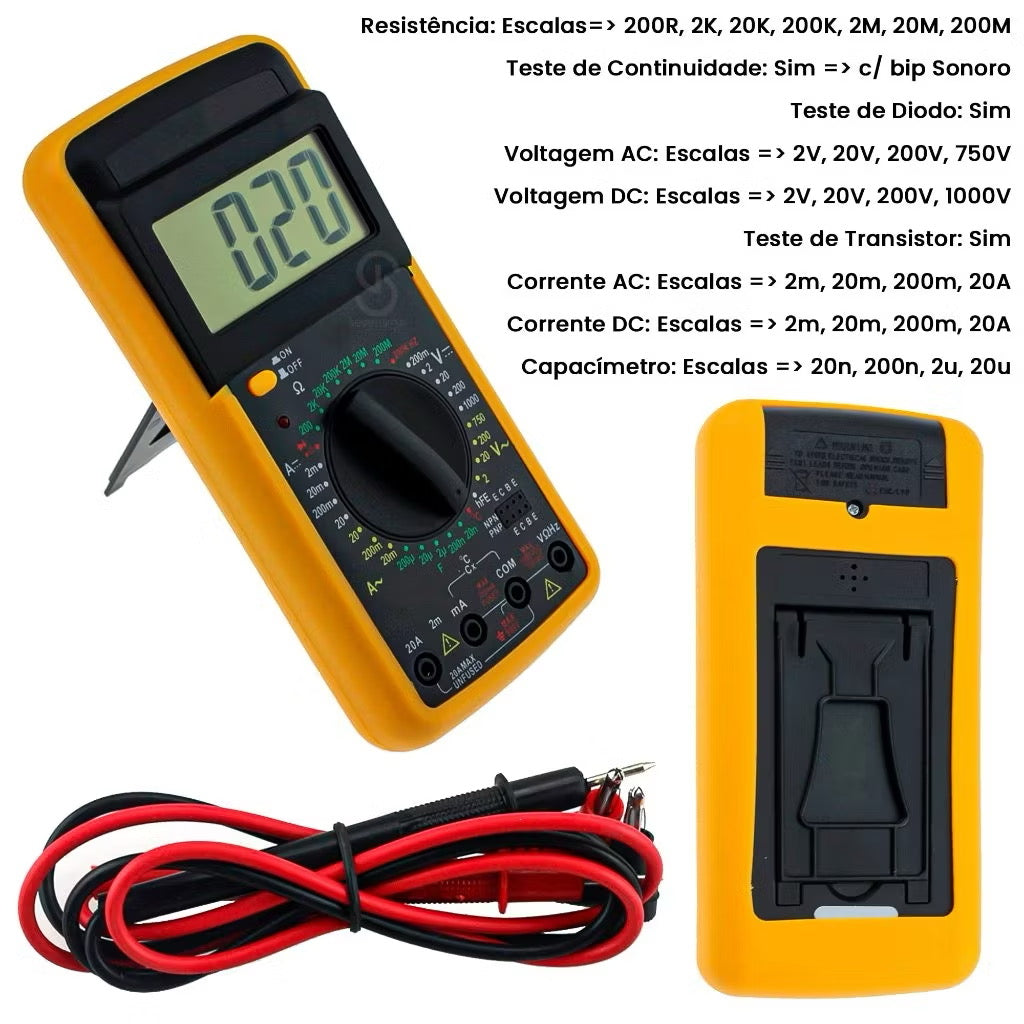 ￼Multimetro Capacímetro Digital Profissional Portátil BOM-6007