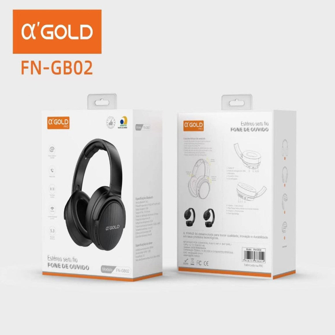 Fone De Ouvido PRO Sem Fio Bluetooth 5.3 Dobrável fn-gb02