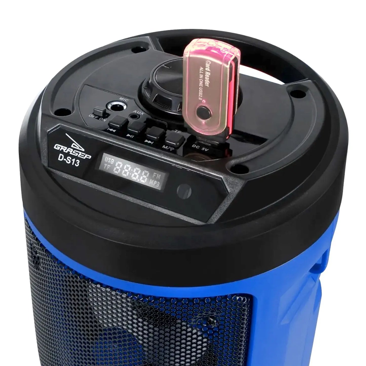 Caixa De Som Grasep Amplificada, Led, Microfone, Bluetooth - DS14