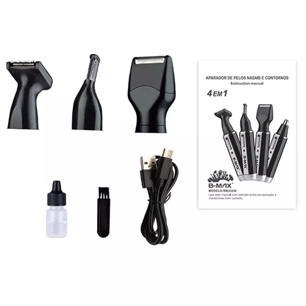 Aparador De Pelos Elétrico Barbeador Kit 4 Em 1 bmc039