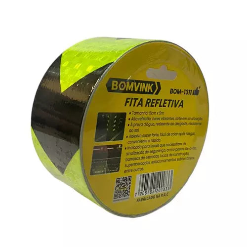 Fita Adesiva Luminosa Refletiva Seguranca Seta 5 metros x 5cm BOM1311