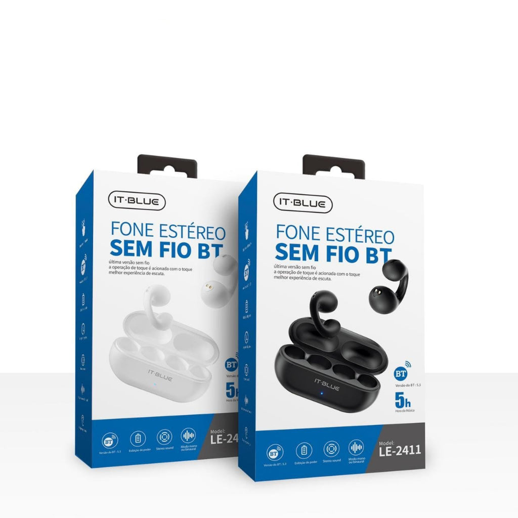 Fone De Ouvido Bluetooth IT BLUE Tipo Brinco Earcuffs 5.3 Novo