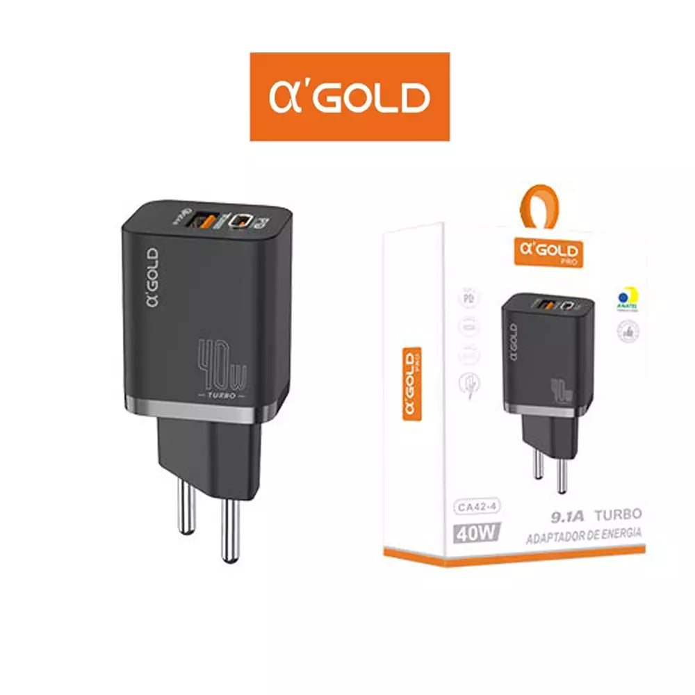 Fonte Carregador Tomada USB TURBO AGOLD 9.1A 40W QC3.0 CA42-4