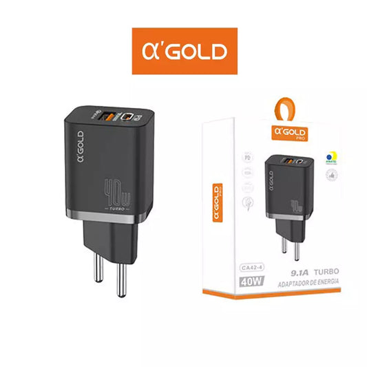 Fonte Carregador Tomada USB TURBO AGOLD 9.1A 40W QC3.0 CA42-4