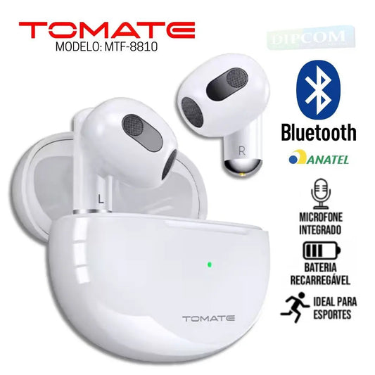 Fone De Ouvido Bluetooth Sem Fio 5.2 Mtf-8810 Tomate Cor Branco