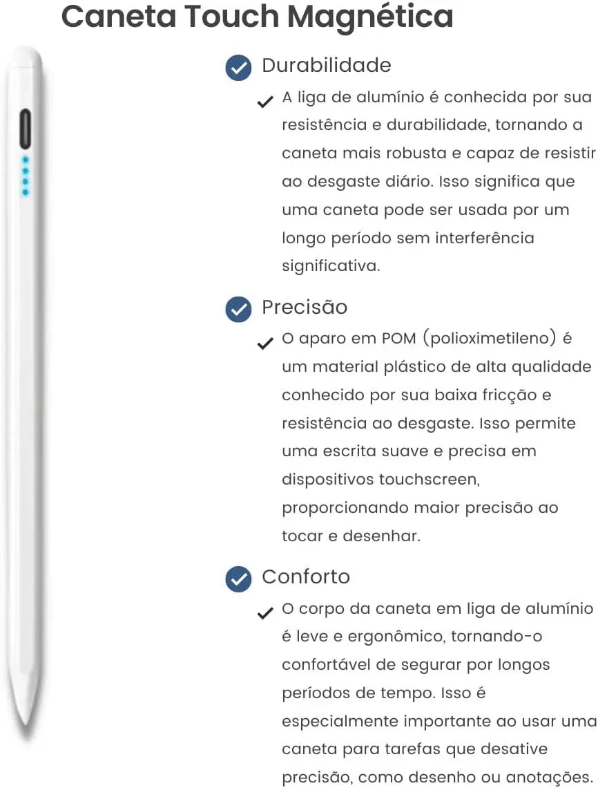 Caneta Touch Universal Stylus Recarregável Celular-tablet
