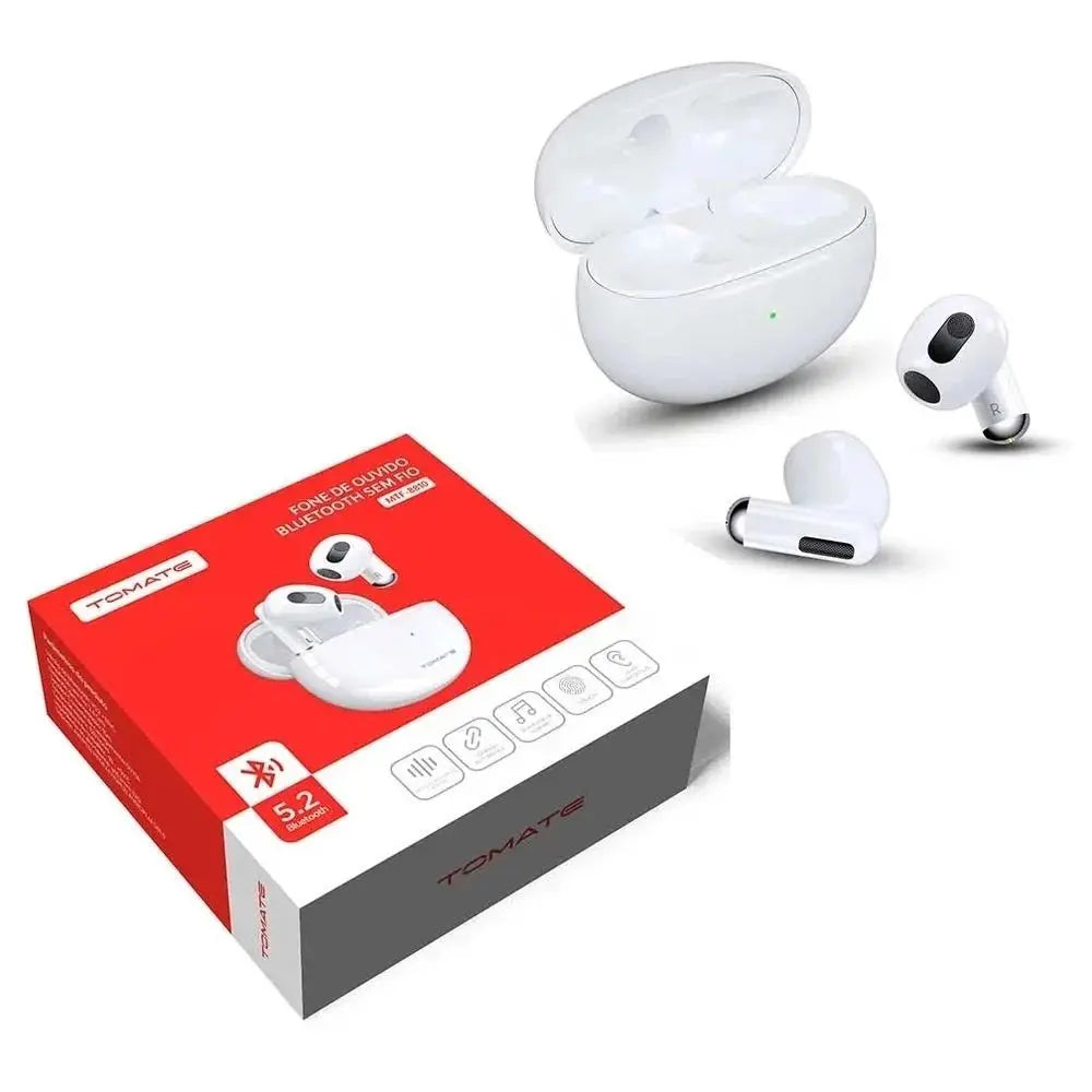 Fone De Ouvido Bluetooth Sem Fio 5.2 Mtf-8810 Tomate Cor Branco