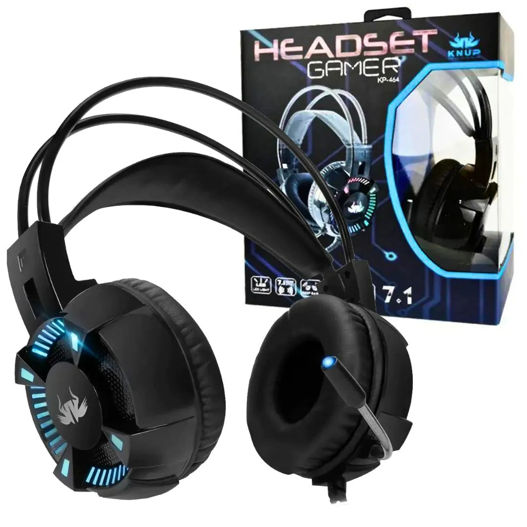 Headset Gamer 7.1 com Microfone e LED Conexão 2 P2 KNUP - KP-464