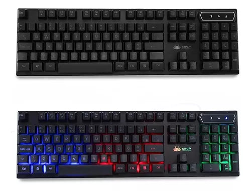 Kit Gamer Teclado Semi Mecanico Gamer Iluminado, Mouse Gamer Com Led USB 3200DPI, 7 Botões MKTG 1713