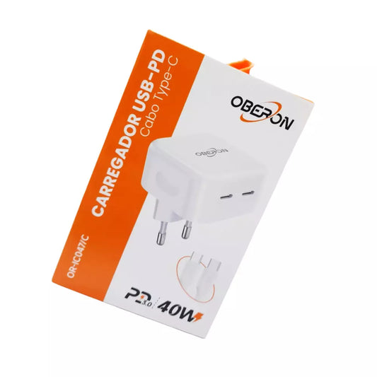 Carregador de Celular Tipo C + 2 USB-C 40W 1A OR- IC047 / C Oberon