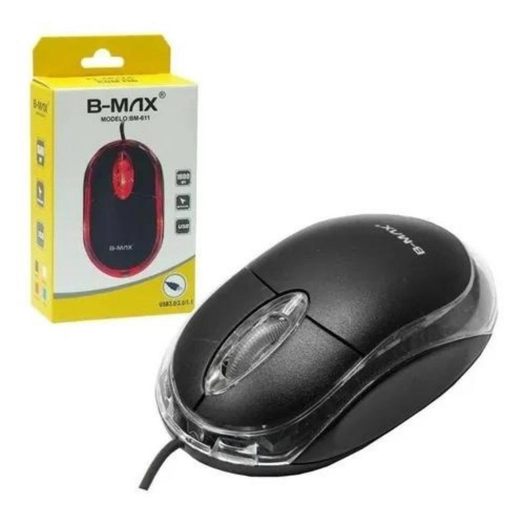 Mouse 2.0 Usb Com Fio Classic Box Óptico Usb Notebook Computador B-MAX BM611