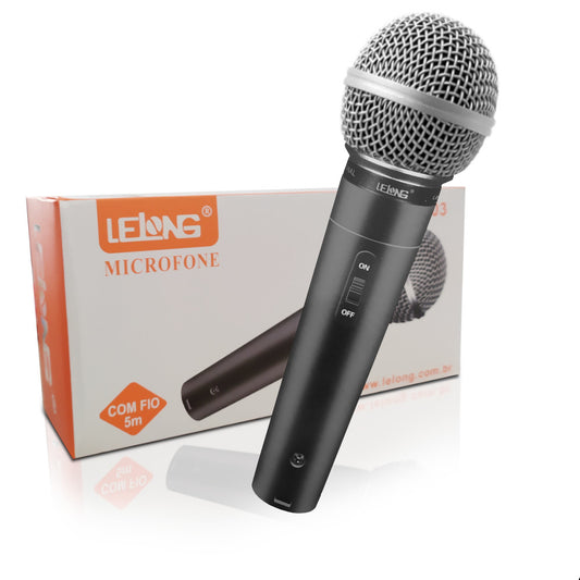 Microfone Profissional Lelong Com Cabo De 5m Preto Le903